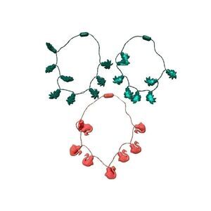 Set Of 3 Light Up Luau Necklaces Tropical Hawaiian Palm Trees Flamingo